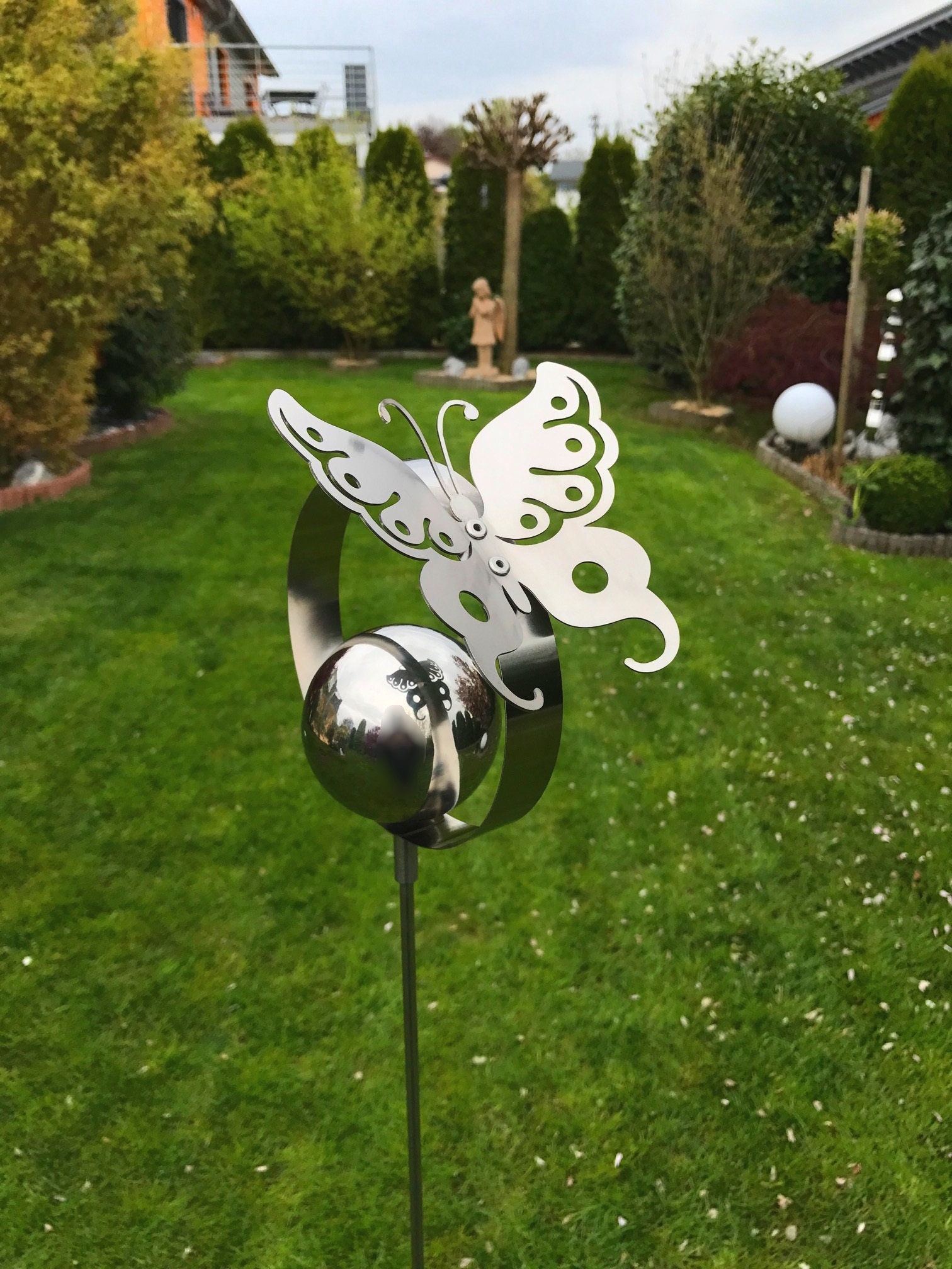 Edelstahlstele Garden Plug Butterfly Gartendeko In Stainless Etsy