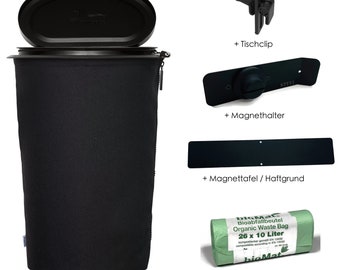 Bundle Flextrash Black (trash can including table clip, magnetic holder, adhesive base and trash bag) (Item no. 921-Bundle-BK)