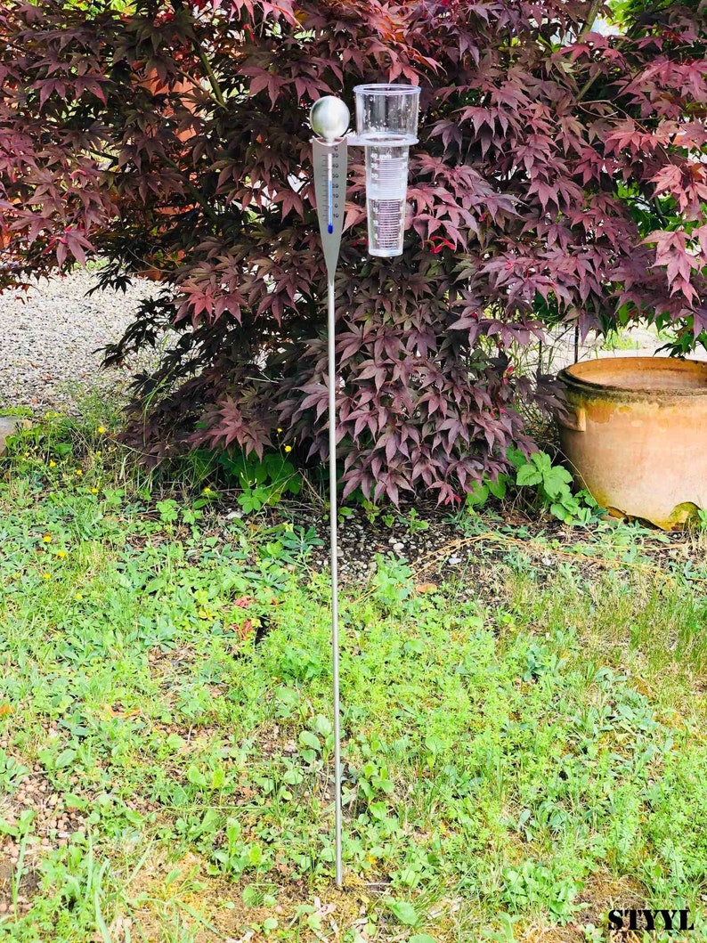 Analoge-Wetterstation, Regenmesser Thermometer als Gartenstecker am Stab 125cm Bild 6