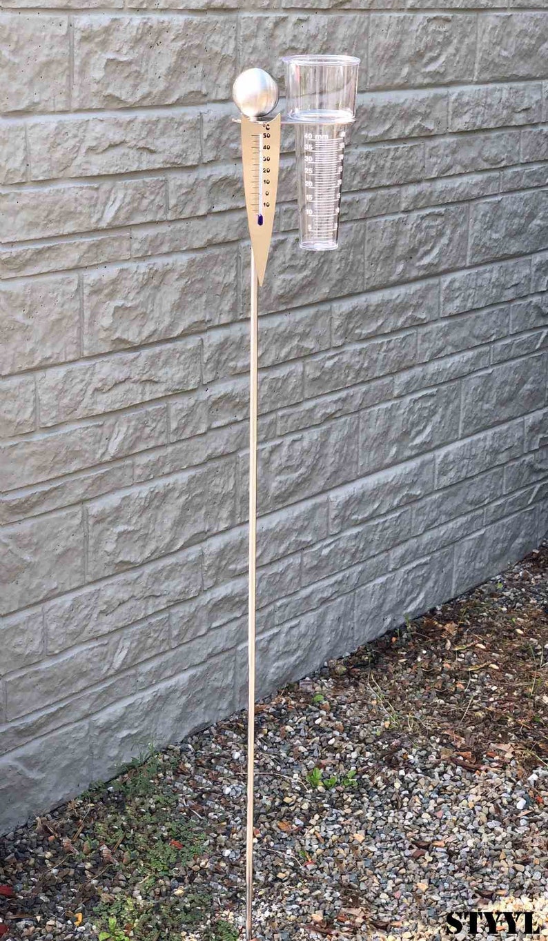 Analoge-Wetterstation, Regenmesser Thermometer als Gartenstecker am Stab 125cm Bild 5