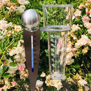 Analoge-Wetterstation, Regenmesser Thermometer als Gartenstecker am Stab 125cm Bild 8