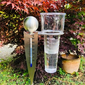 Analoge-Wetterstation, Regenmesser Thermometer als Gartenstecker am Stab 125cm Bild 7