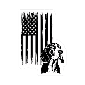 Treeing Coonhound Rustic American Flag Dog Sticker Die Cut  Vinyl Graphic laptop Cup Cooler Car Truck Window