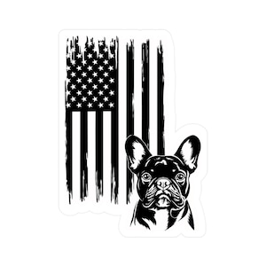 French Bulldog Rustic American Flag Dog Sticker Die Cut  Vinyl Graphic laptop Cup Cooler Car Truck Window