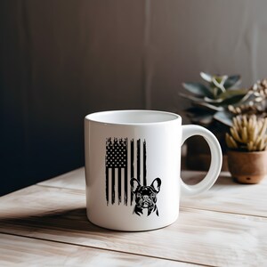 French Bulldog Ceramic Mug 11oz Patriotic Coffee Mug | USA Coffee Mugs | American Flag Dog Mug | Gifts for Dog Lovers