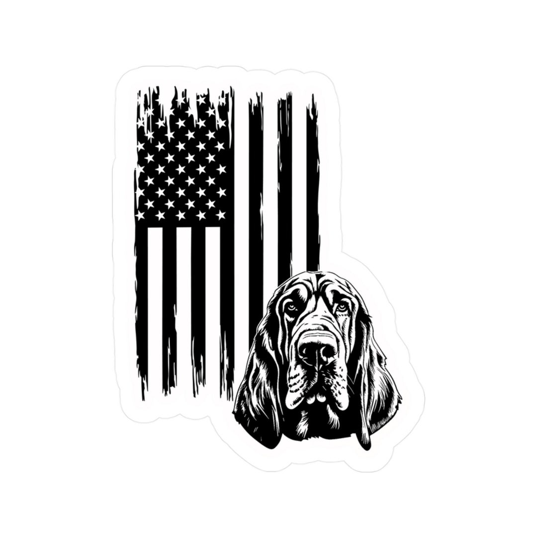 Bloodhound Rustic American Flag Dog Sticker Die Cut Vinyl Graphic Laptop Cup Cooler Car Truck