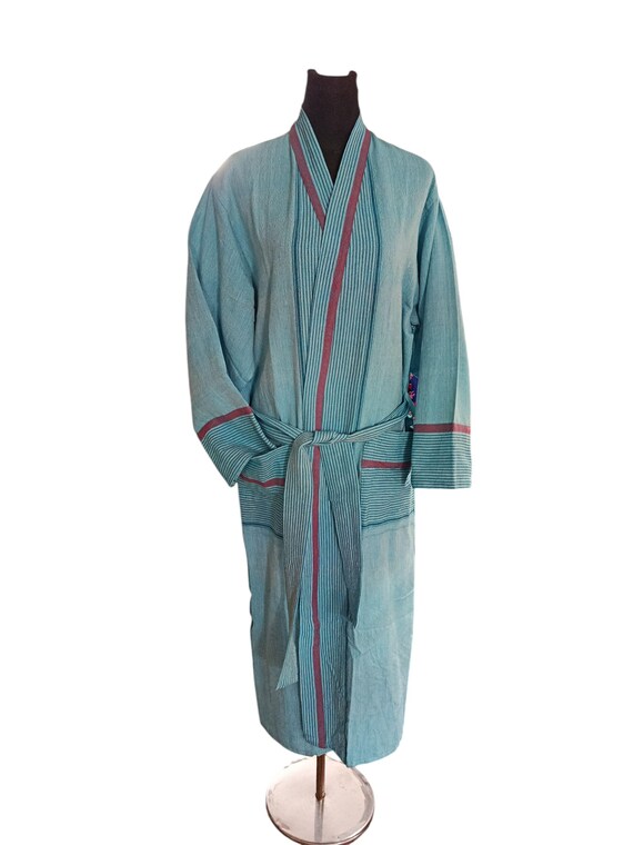Dressing Gown, Bathrobe, Handwoven Tailor Made % 100 Quality Organic Turkish Cotton, Natural Dyed, Unisex