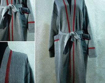 Dressing gown, bathrobe, Handwoven Tailor Made  % 100 Quality Organic Turkish Cotton Natural Dyed, unisex