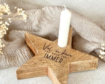 Wooden star rustic MAGALI Much too short and yet forever Mourning candle Memorial candle Mourning light