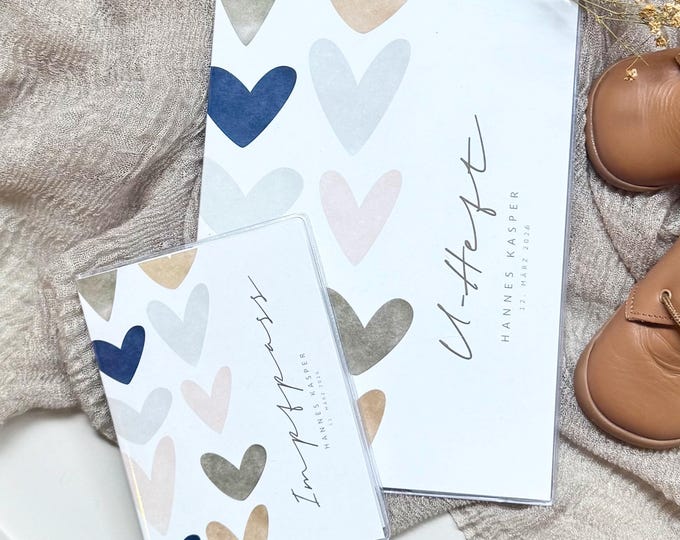 Personalized child health record booklet and vaccination card cover KORBINIAN