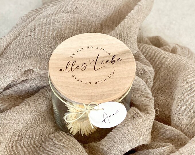 Storage jar No. 116 Gift jar NIKA all love It's so beautiful that you exist with personalized pendant