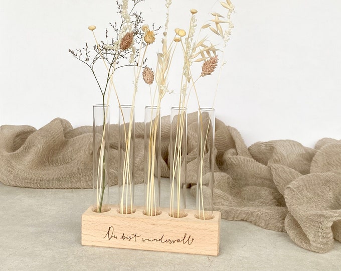 Wooden Stand Test Tubes TAAVI You are wonderful with dried flowers
