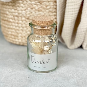 Geschenkglas HARPER klein Trockenblumenstrauß Danke für alles