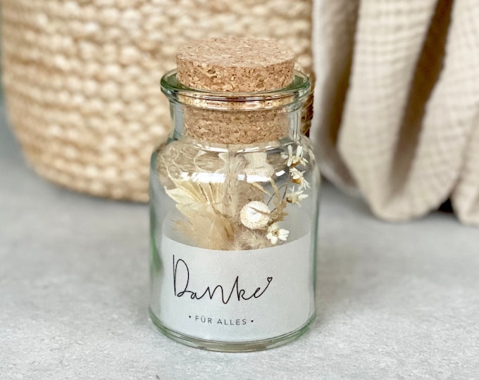 Gift jar HARPER small bouquet of dried flowers Thank you for everything