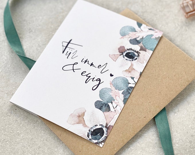 Congratulations card KLARA Wedding Forever and ever eucalyptus flower + envelope