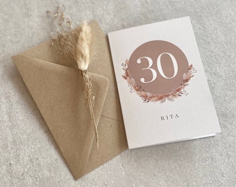 Glückwunschkarte Klappkarte RUBY Geburtstag personalisiert + Briefumschlag