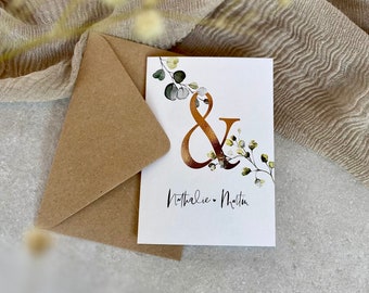 Glückwunschkarte QUINCY Hochzeit + Briefumschlag personalisiert