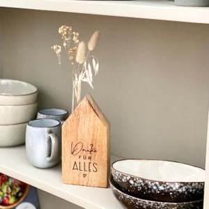 Holzhaus No. 8 Vase Reagenzglas mit Trockenblumen rustikal MAGALI Danke für alles