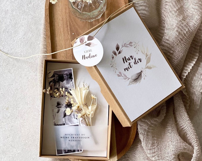 Gift box KIM maid of honor small bouquet of dried flowers Would you like to be my maid of honor? + trailer + opt. Photo strips