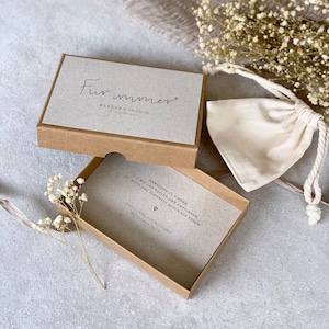 Geschenkschachtel HARPER GRASPAPIER Geldgeschenk Brautpaar Hochzeit Für immer personalisiert mit Baumwollband