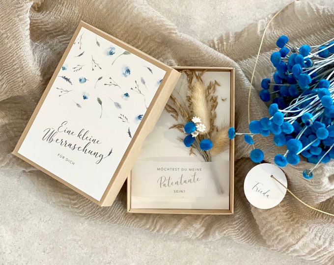 Gift box LOBO godmother small bouquet of dried flowers Would you like to be my godmother? Personalized