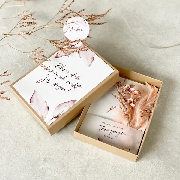 Gift box GRETA maid of honor small bouquet of dried flowers Would you like to be my maid of honor? + personalized pendant