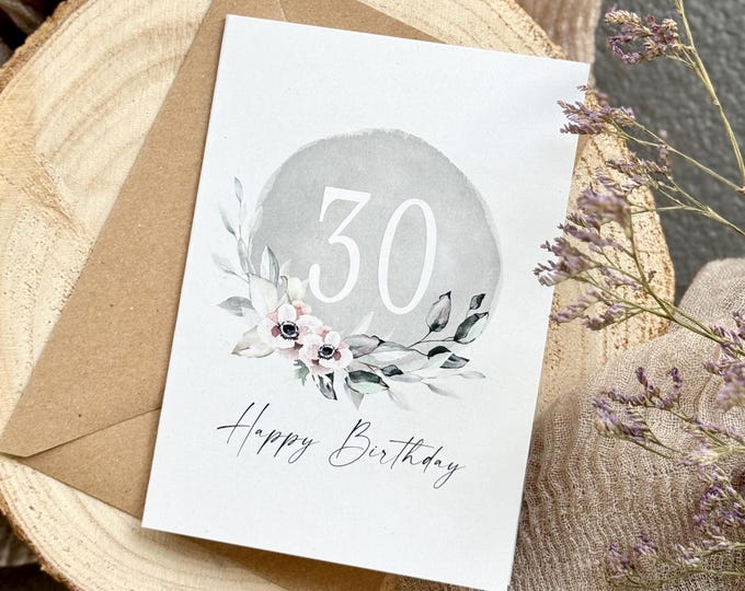 Greeting Card Folding Card No. 120 EDITA 30th Birthday + Envelope