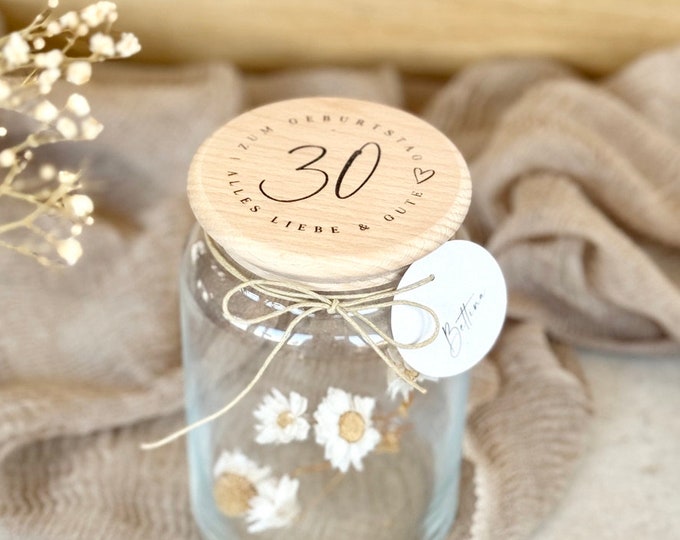 Storage jar No. 132 Gift jar NIKA 30th birthday All the best + optionally with paper tag with name
