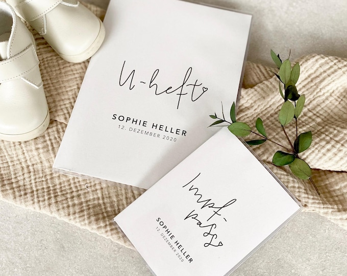 Personalized child health record booklet + vaccination card cover HARPER