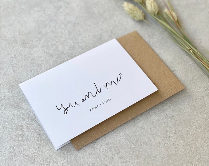 Greeting card HARPER wedding you and me + envelope personalized