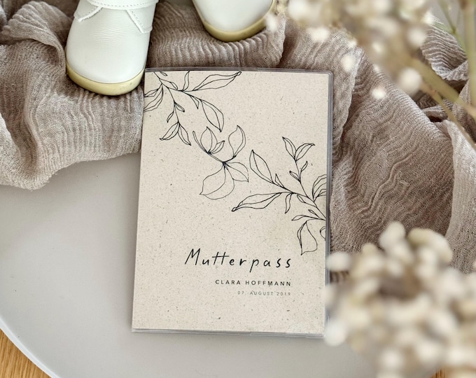 Maternity record cover RIKI grass paper personalized