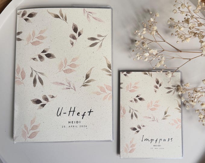 Personalized child health record booklet and vaccination card cover made of VIOLA grass paper