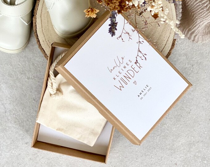 Gift box MAGALI Hello little miracle money gift birth personalized