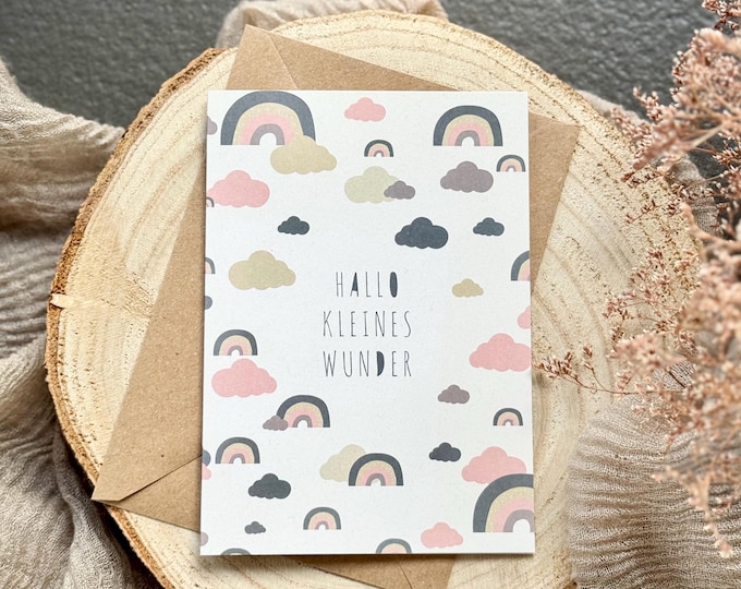 Congratulations Card Folding Card No. 8 MELISSA Birth Rainbow Sky + Envelope