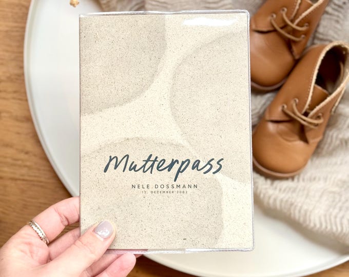 Personalized maternity record book cover HAZEL grass paper