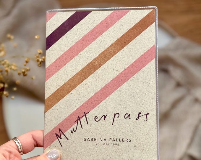 Personalized ELORA grass paper maternity record book cover