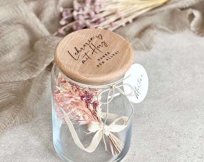 Storage jar No. 122 Gift jar NIKA Teacher with heart - Thank you for everything with personalized pendant
