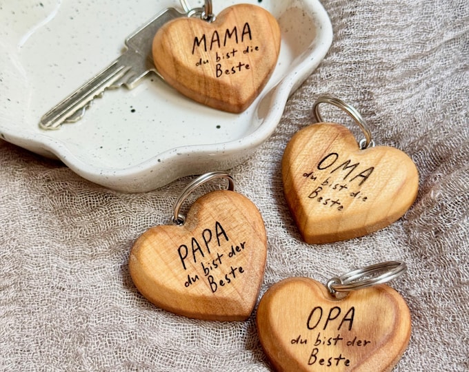 Heart keychain cherry with engraving