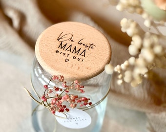 Vorratsglas No. 320 Geschenkglas MAGALI Die beste Mama bist du! mit Anhänger