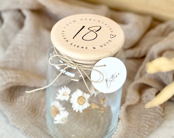 Storage jar No. 133 Gift jar NIKA 18th birthday All the best + optionally with paper tag with name