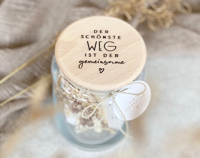 Storage jar no. 315 gift glass MAGALI wedding money gift The most beautiful way + personalized pendant opt. with dried flowers