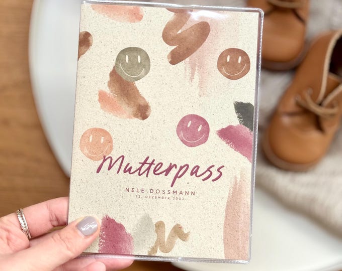 Personalized PIXIE grass paper maternity record book cover