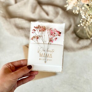 Klappkarte Graspapier gerissene Karte MAGALI Die beste Mama bist du + Briefumschlag
