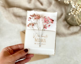 Folding card grass paper torn card MAGALI You are the best mom + envelope