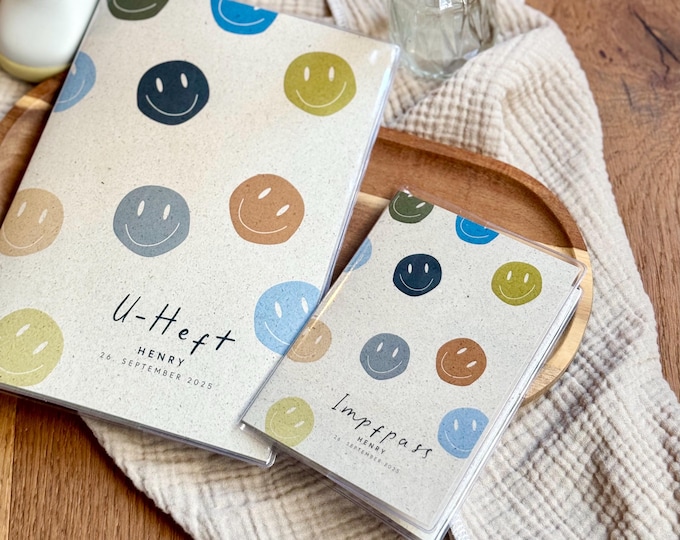 U-booklet+vaccination certificate cover PARKER grass paper personalized