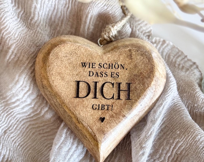 Wooden heart for hanging No. 7 rustic How nice that you exist