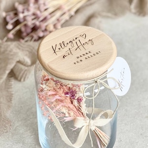 Vorratsglas No. 120 Geschenkglas NIKA Kollegin mit Herz - Danke für alles mit personalisiertem Anhänger