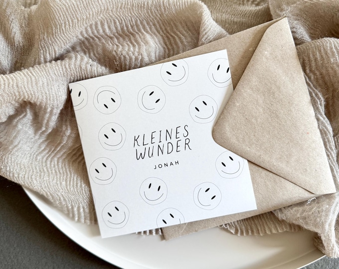 Folding card congratulations card KIKI birth personalized with name + envelope