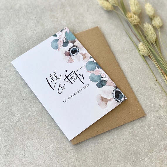 Glückwunschkarte KLARA Hochzeit Eukalyptus Flower - Etsy.de