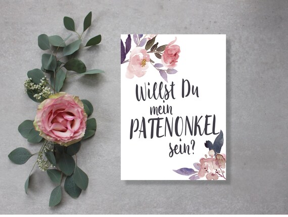 Karte Willst Du Mein Patenonkel Sein Emilia Etsy